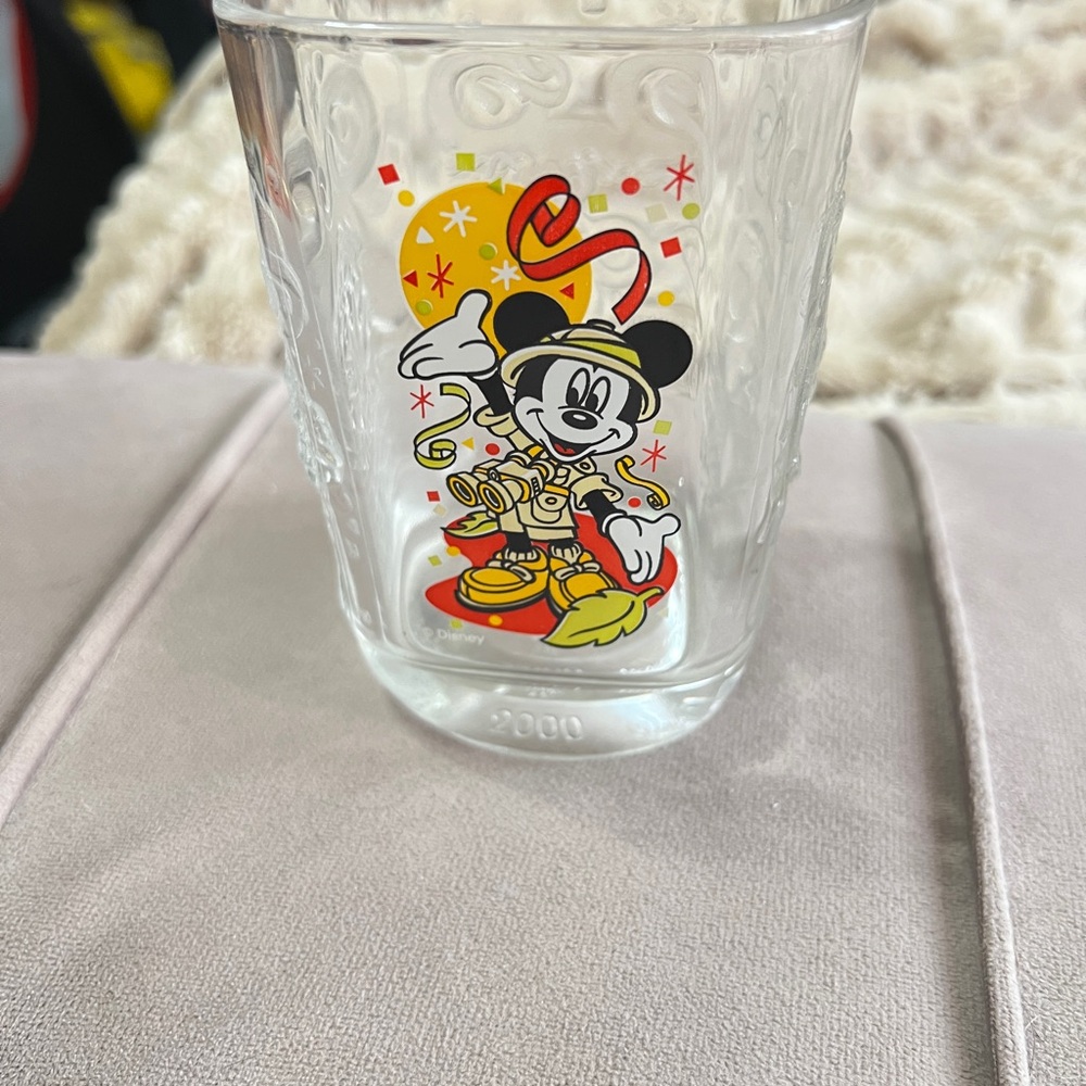 Vintage 2000 Disney Mickey Mouse Glass Tumbler - Yellow and Red Accents